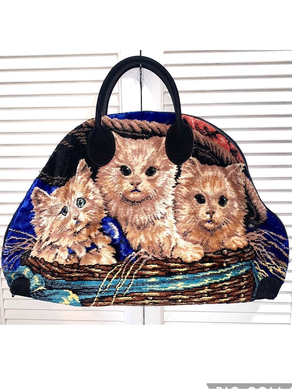Vintage Cat Tapestry Velvet Large Bag Italy
